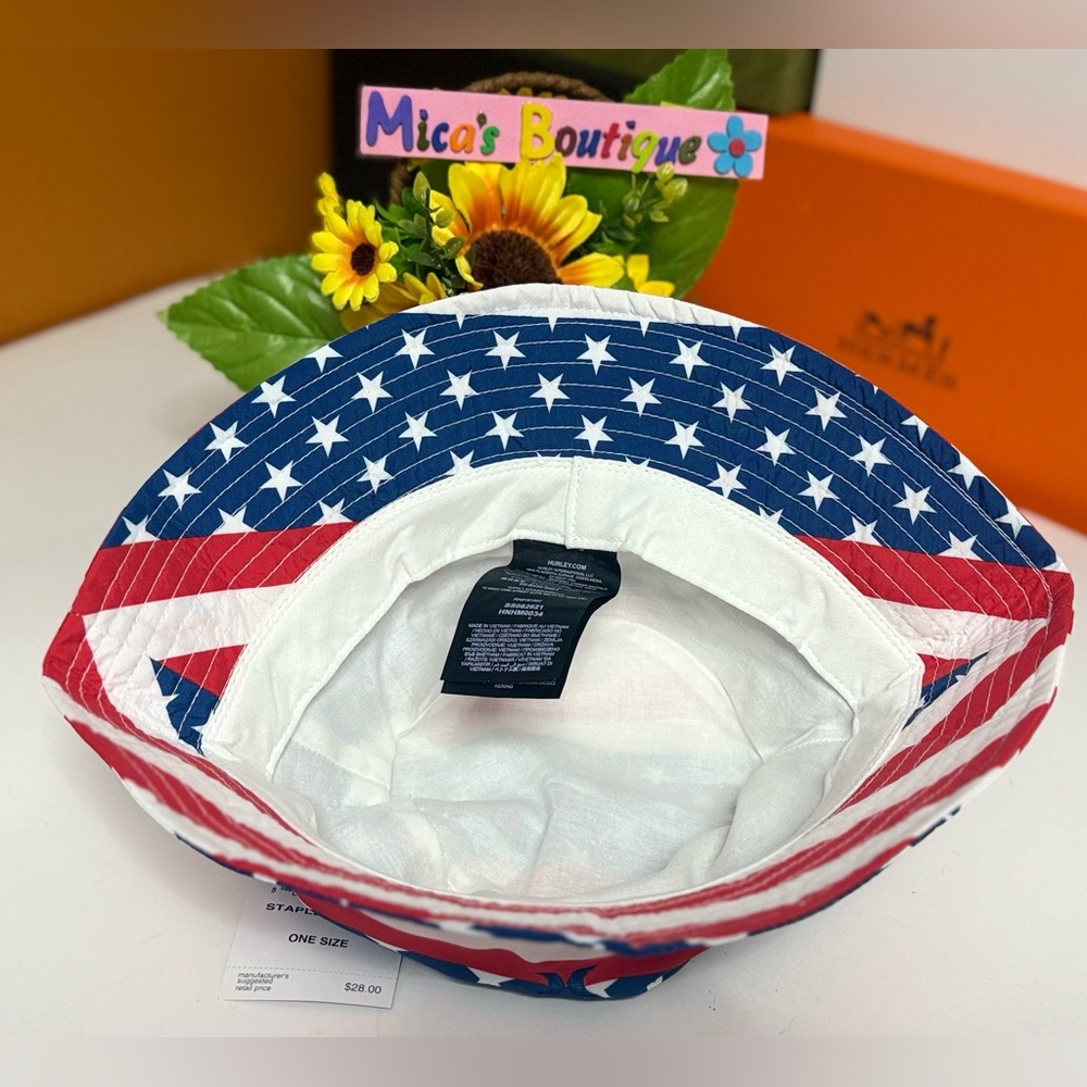 🆕HURLEY Unisex Patriotic Flag Bucket Hat - Red, White & Blue - Picture 12 of 17